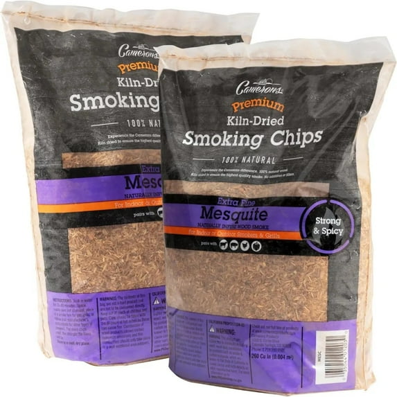 Camerons Products Smoking Chips - (Mesquite) - Kiln Dried, 4 Pound Bag, 260 cu. in. - Barbecue Chips, Natural Extra Fine Wood Smoker Sawdust Shavings