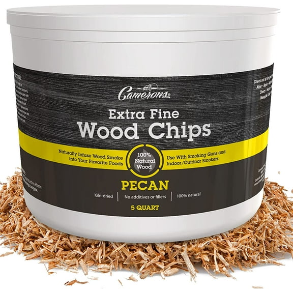 Camerons All Natural Extra Fine Pecan BBQ Wood Chips for Smokers (5 Quart, 4.731L) - Kiln Dried Wood Sawdust Shavings for Cocktail Smoking Guns, Stovetop Smokers, Smoke Boxes - Barbecue Grilling