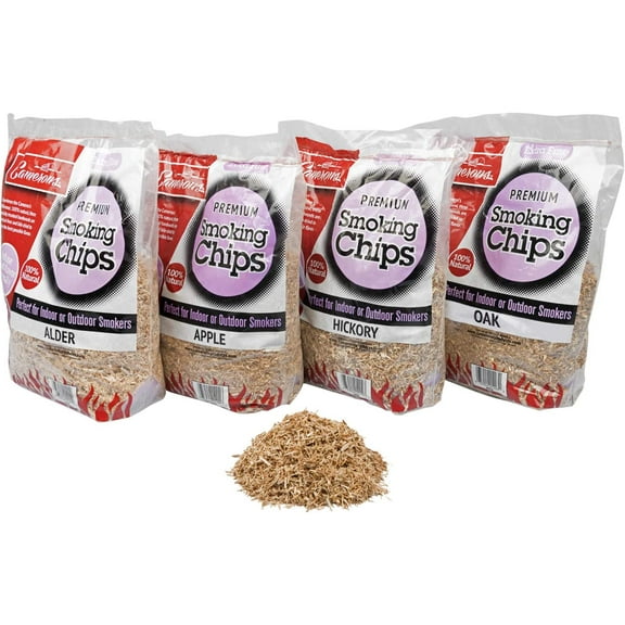 Camerons Smoking Sawdust Chips (Apple, Hickory, Oak, Alder) - 4 Pack Value Gift Set of ~2lb Bags, 260 cu. in. (0.004m) Extra Fine Kiln Dried BBQ Wood- 100% All Natural Barbecue Smoker Shavings