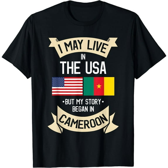 Cameroon American Flag USA Cameroonian Roots Gifts T-Shirt Black X-Large