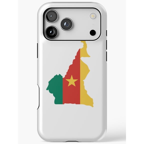 Cameroon Flag Map Tough Phone Case, Polycarbonate and TPU, for Select Apple iPhone 13-18 Models