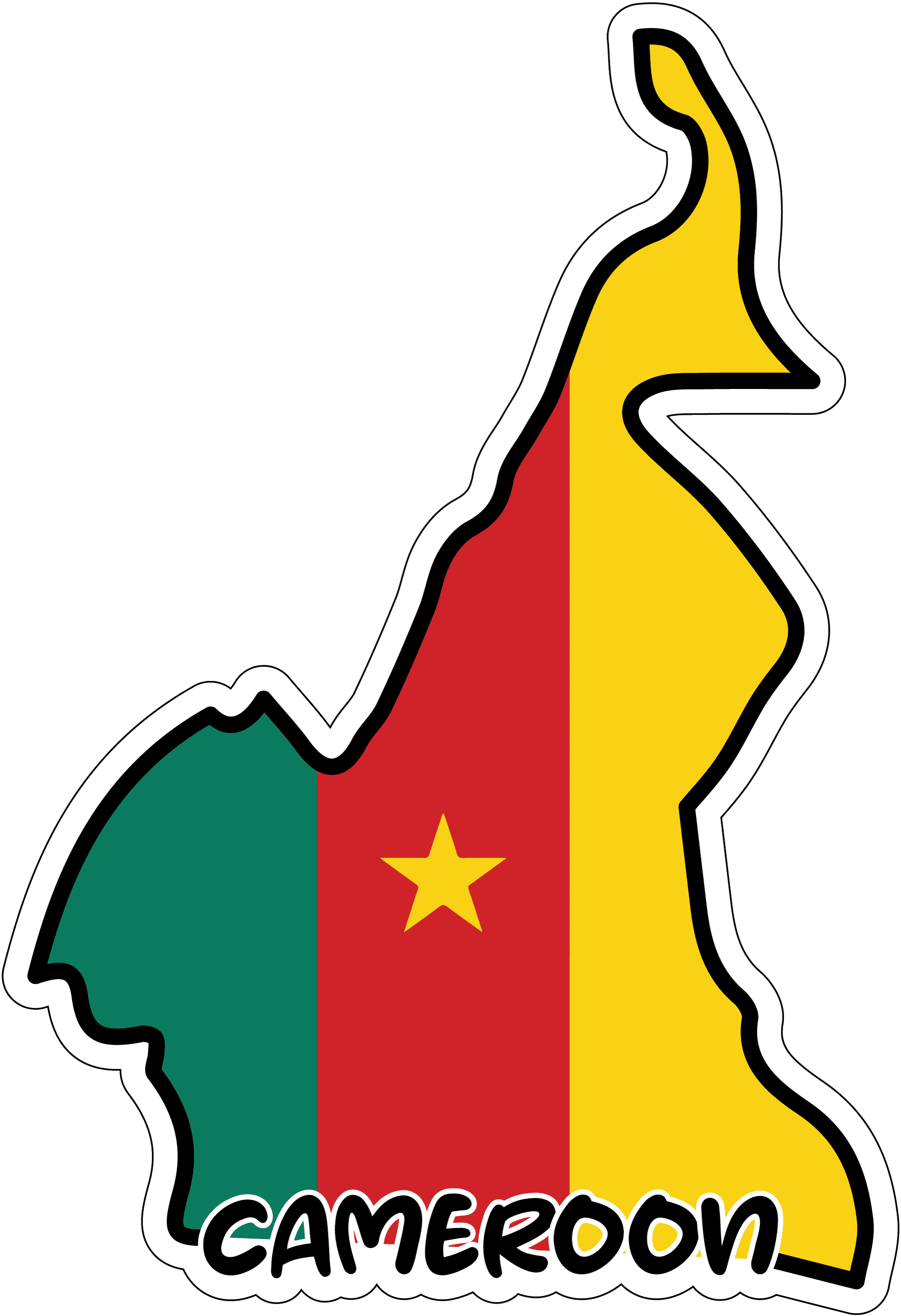 Cameroon Map Flag Sticker Decal / Republic of Cameroon / YaoundÃ ...