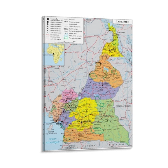 Cameroon Map Posters Gifts Canvas Painting Poster Wall Art Decorative Picture Prints Modern Decor 12x18inch(30x45cm)