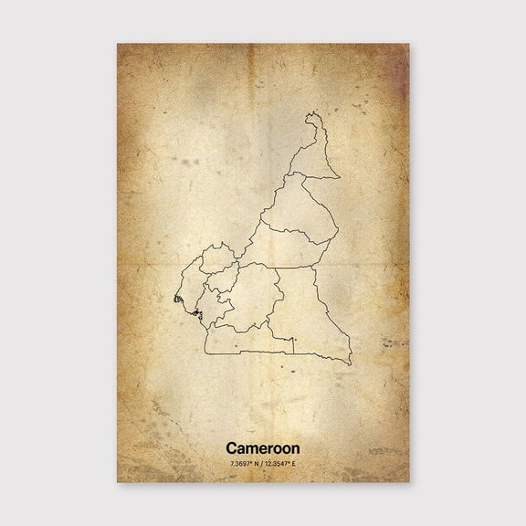 Cameroon Map Print: Minimalist Line Art, Neutral Home Decorfor Living Room Bedroom Office Farmhouse Neutral Home Artwork Ready to Hang 8x12 inch
