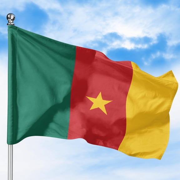 Cameroon Outdoor Flag (1x1.5ft) by DreamController - Durable, Fade-Resistant Polyester, Double-Stitched, Brass Grommets - HD Printed Central Africa Flag - Made in USA