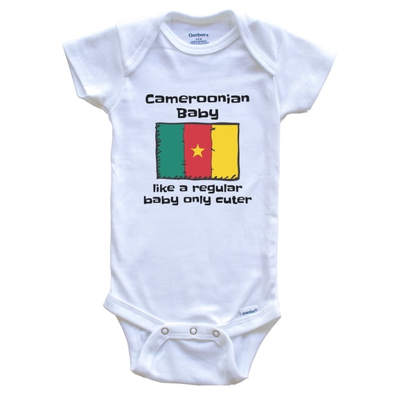 Cameroonian Baby Like a Regular Baby Only Cuter Funny Cameroon Flag Baby Bodysuit, 0-3 months white