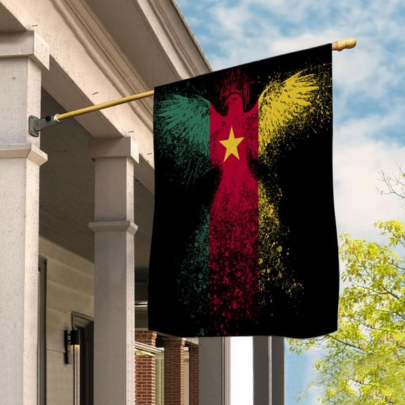 Cameroonian Flag With Eagle Painting - Proud Cameroon House Flag (29.5x39.5) Double-Sided Decorative Polyester Indoor/Outdoor Flag