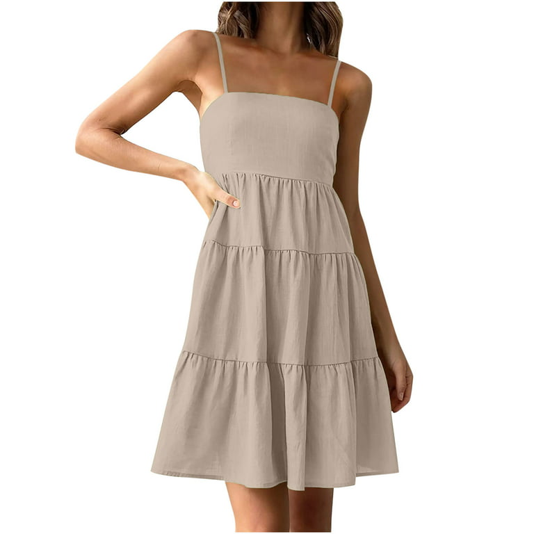Cami Dress for Summer Tiered Sundress Boho Layered Tent Dress for Women  Teen Girl Sleeveless Short Babydoll Dress 