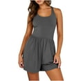 thumbnail image 1 of Cami Rompers for Women Workout Activewear One Piece Oversize Crossback Jumpsuit wiht Shorts Underwear Solid Color Scoop Neck Pleated Rompers Casual Sleeveless Bib Overall Crossback Summer, 1 of 9
