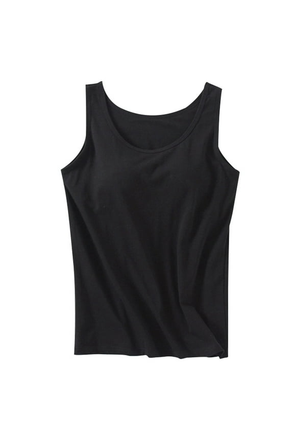 Cami with Built In Bra Sleeveless Slim Fit Retro Camisole Pilates Gym Activewear Basic Workout Tank Tops