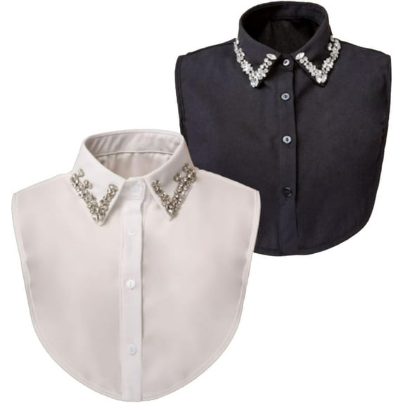 Camicover 2 pieces Fake Collar Detachable Dickey Collar Half Shirt Blouse Collar for Women