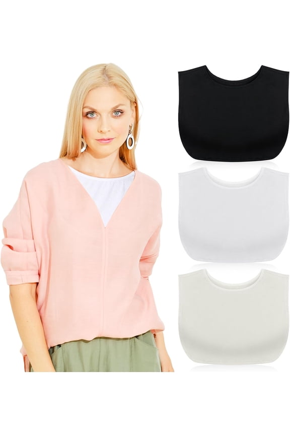 3 Pieces Fake Collars for Women Modesty Panels Crew Collar Neckline Cleavage Cover for Women Under Blouses Favors