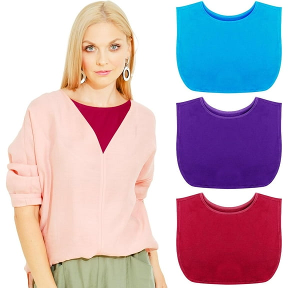 Camicover 3 Pieces Fake Collars for Women Modesty Panels Crew Collar Neckline Cleavage Cover for Women Under Blouses Favors