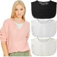 thumbnail image 1 of Camicover 3 Pieces Lace False Collar for Women Modesty Panels Cleavage Cover Lace Crew Collar for Women Under Blouses Favors, 1 of 6