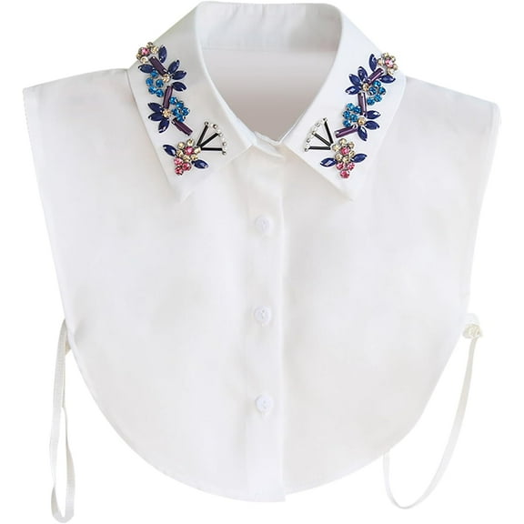 Camicover Chic Lady's Fake Collar Diamond Crystal Half Blouse False Collar Dickey