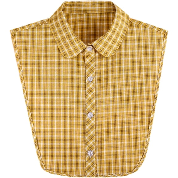 Camicover Cotton Plaid Fake Collar Detachable Dickey Collar Half Shirts Blouse False Collar Top for Women Girls Outfits