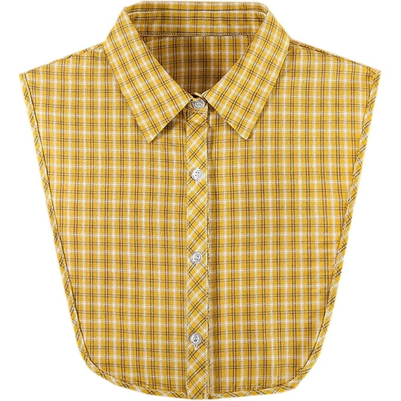 Camicover Cotton Plaid Fake Collar Detachable Dickey Collar Half Shirts Blouse False Collar Top for Women Girls Outfits