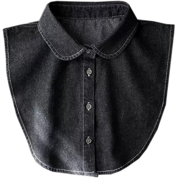 Camicover Denim Fake Collar Detachable Dickey Collar Half Shirts Blouse False Collar Top for Women Girls Medium