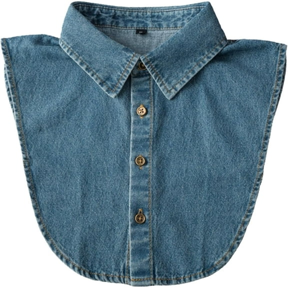 Camicover Denim Fake Collar Detachable Dickey Collar Half Shirts Blouse False Collar Top for Women Girls Medium