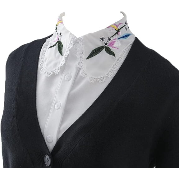 Camicover Embroidery Detachable Dickey Collar Half Shirt Blouse Collar Fake Collar for Women Girl