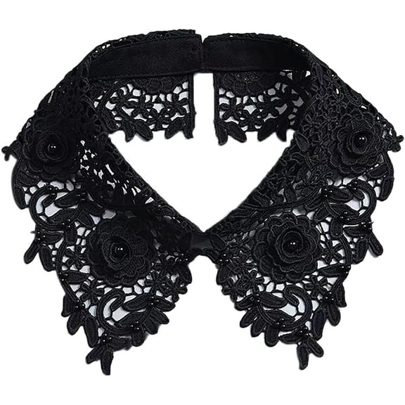 Camicover  Solid Color Hollow-Out Floral Peral Decorative Detachable Fake Collar Choker Blouse Collar for Women Girls