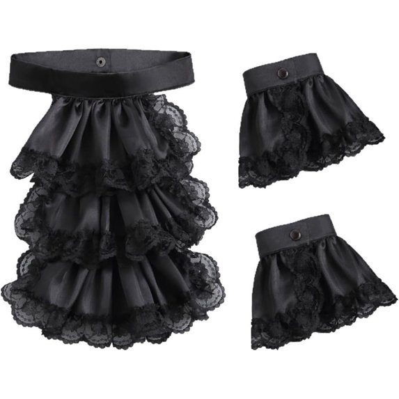 Camicover Unisex Colonial Unisex Lace Jabot Collar and Cuffs Set