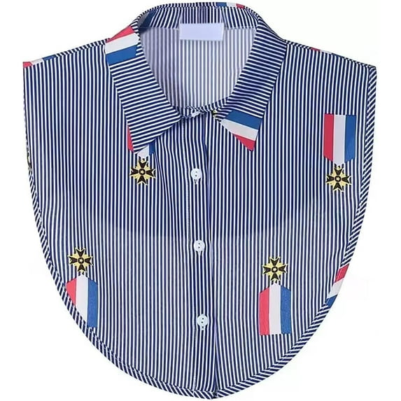 Camicover Women's Casual Boho Floral Printed Button Down Half Blouse Vintage Fake Collar Dickey