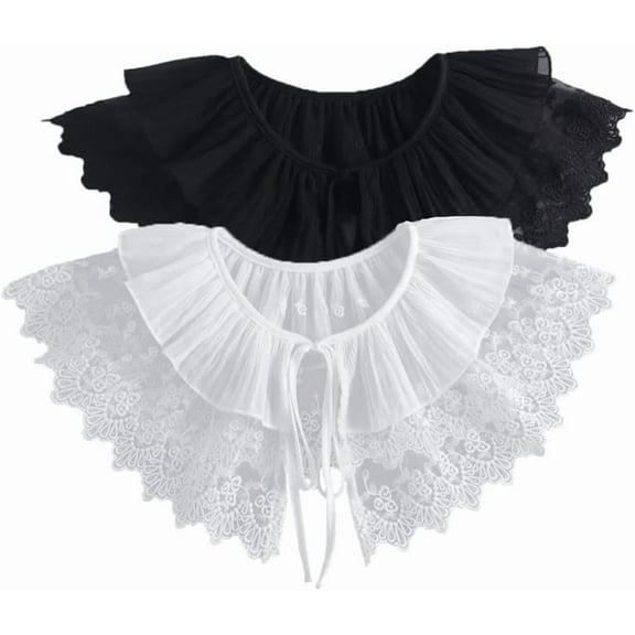 Camicover Women’s Detachable Dickey Collar Mini Cape Lace Shawl Collar Neck Ruff
