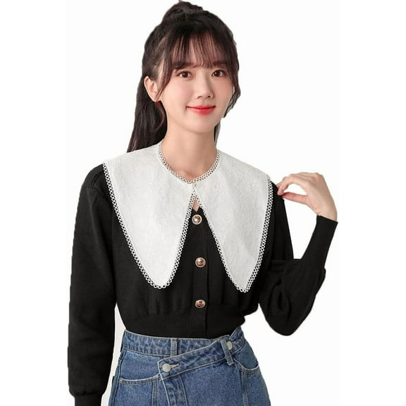 Camicover Women’s Detachable Dickey Collar Mini Cape Lace Shawl Collar Neck Ruff