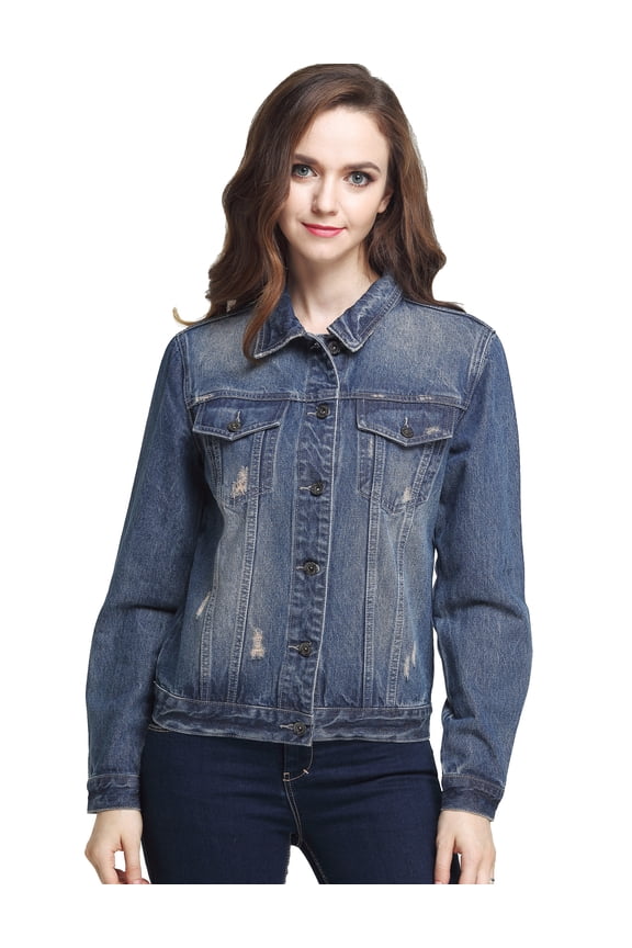 Denim Jacket for Womens Long Sleeve Jean Jacket