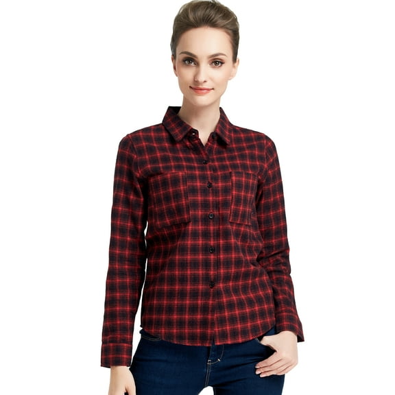 Camii Mia Flannel Shirts for Women Casual Long Sleeve Button Down Plaid Shirts