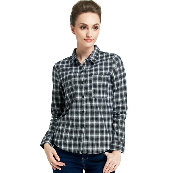 Camii Mia Flannel Shirts for Women Casual Long Sleeve Button Down Plaid Shirts