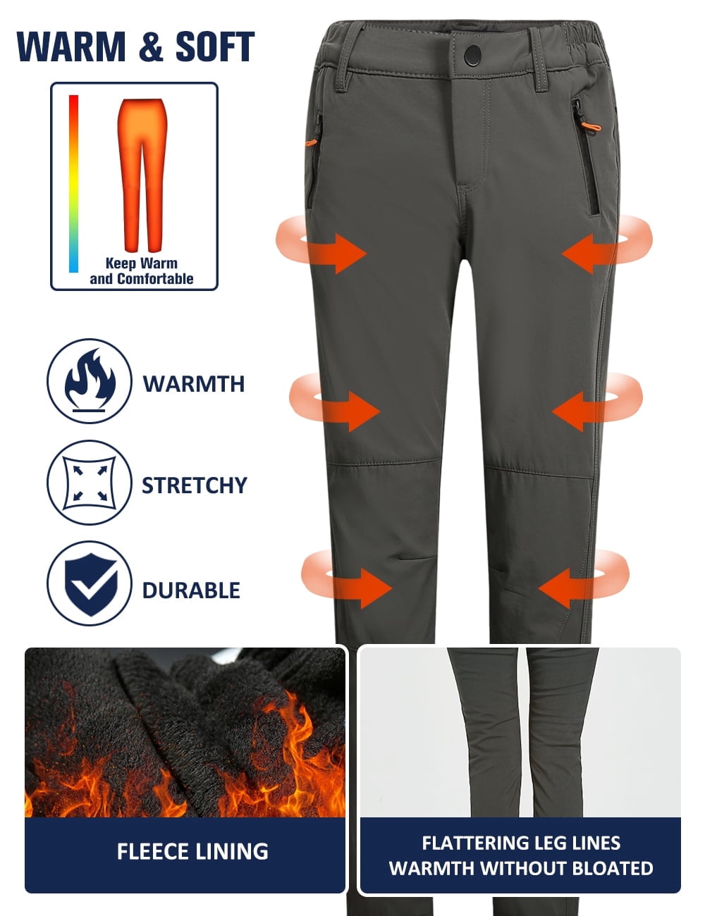 Camii Mia Snow Pants for Women Windproof Waterproof Ski Fleece Lined Pants Winter Warm Outdoor Hiking Pants