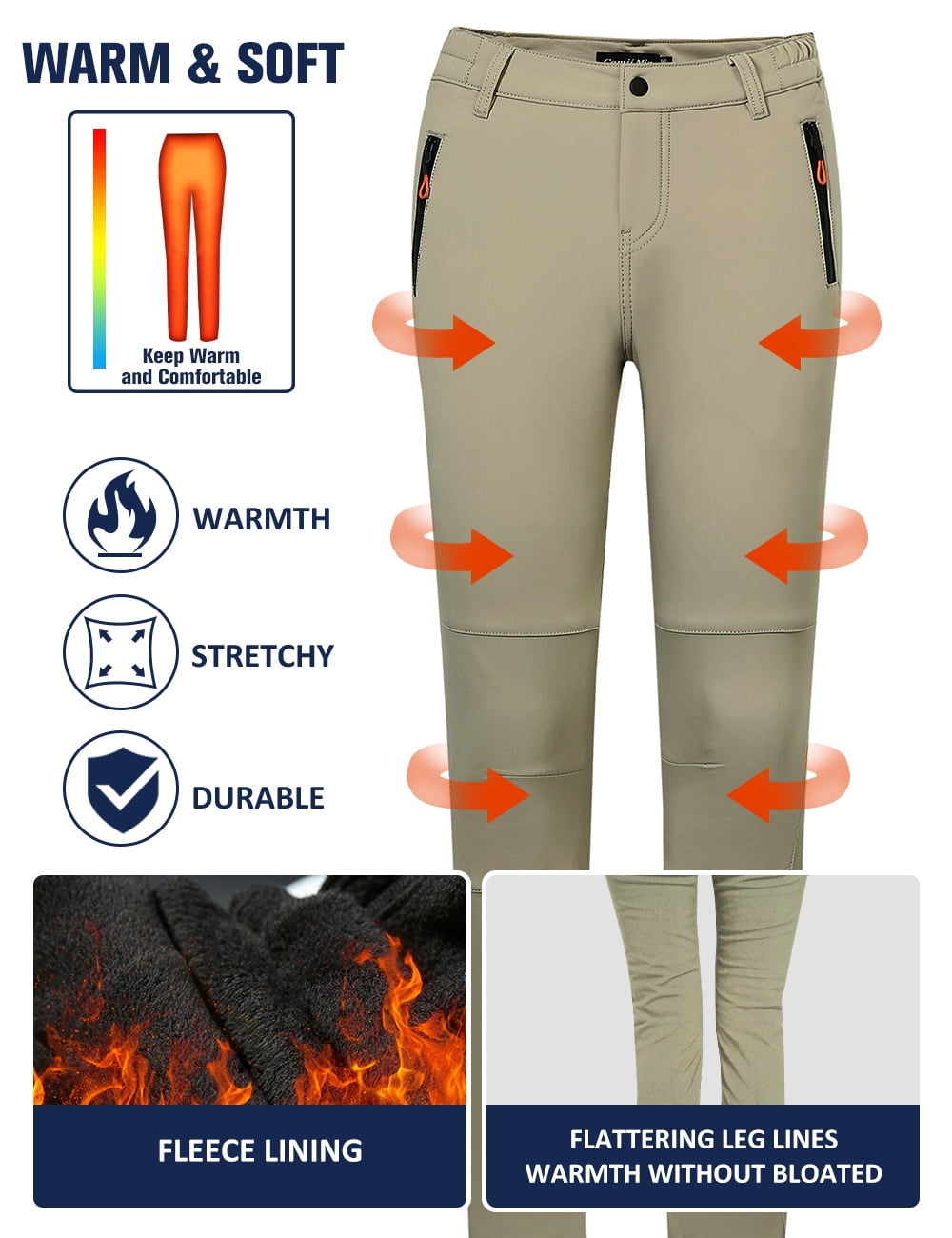 Camii Mia Snow Pants for Women Windproof Waterproof Ski Fleece Lined Pants  Winter Warm Outdoor Hiking Pants 