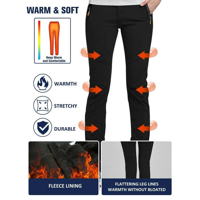Camii Mia Snow Pants for Women Windproof Waterproof Ski Fleece Lined Pants  Winter Warm Outdoor Hiking Pants