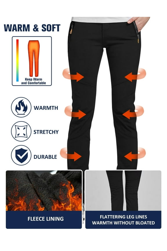 Snow Pants for Women Windproof Waterproof Ski Fleece Lined Pants Winter Warm Outdoor Hiking Pants