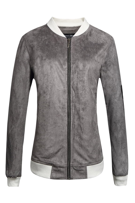 Women's Bomber Jacket Zip Up Velvet Fleece Jacket Warm Coat