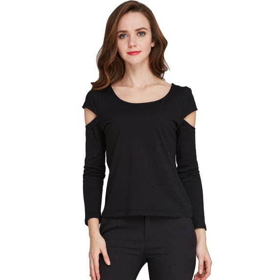 Camii Mia Womens Cold Shoulder T Shirts Long Sleeve Casual Tops