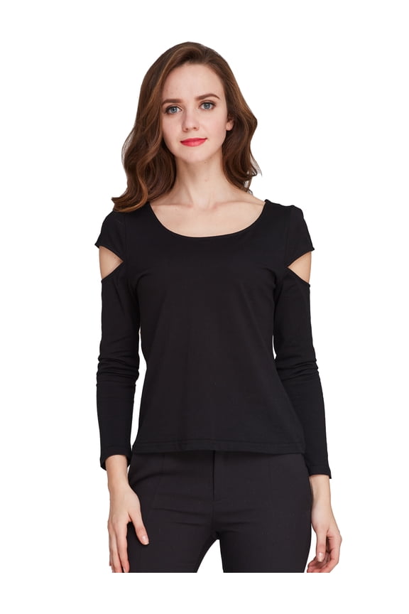 Womens Cold Shoulder T Shirts Long Sleeve Casual Tops