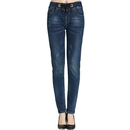 QWANG Women's Pants Multi-Pocket Relaxed Fit Jeans Stretch Denim