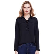 Camii Mia Womens Long Sleeve Bandage Shirts Tops