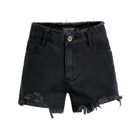 Camii Mia Womens Ripped Jeans Shorts Frayed Raw Hem Denim Shorts for Women