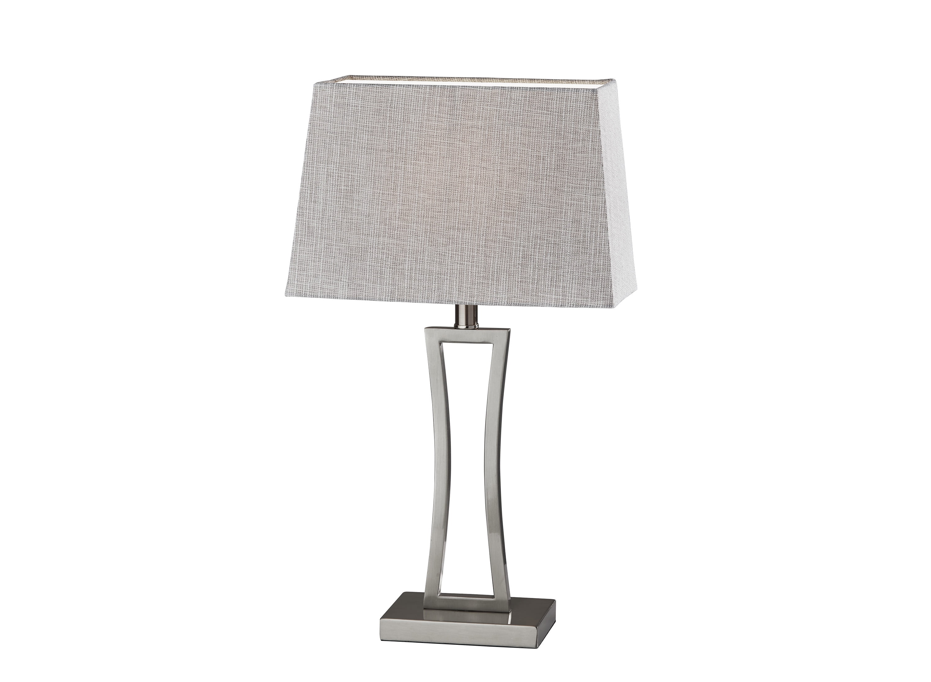 Camila Brushed Steel and White Fabric Table Lamp Set