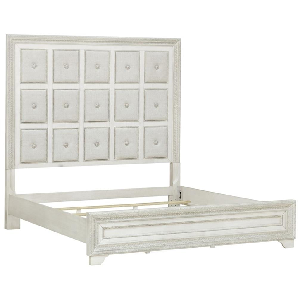 Camila Cream King Upholstered Bed with Tufted Headboard