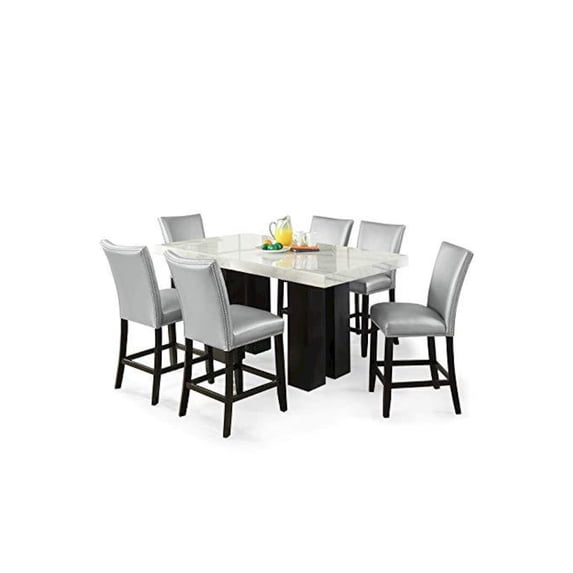 Camila Rectangle Counter Height Dining Set 7pc - Silver Counter Chairs