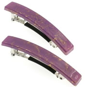 Camila Paris AD2/2 French Hair Barrette Clip for Girls, Set of 2 Black Small Rubberized Metal Clasp Strong Hold Grip Hair Clips for Women, No Slip Styling Girls Hair Accessories, Made in France