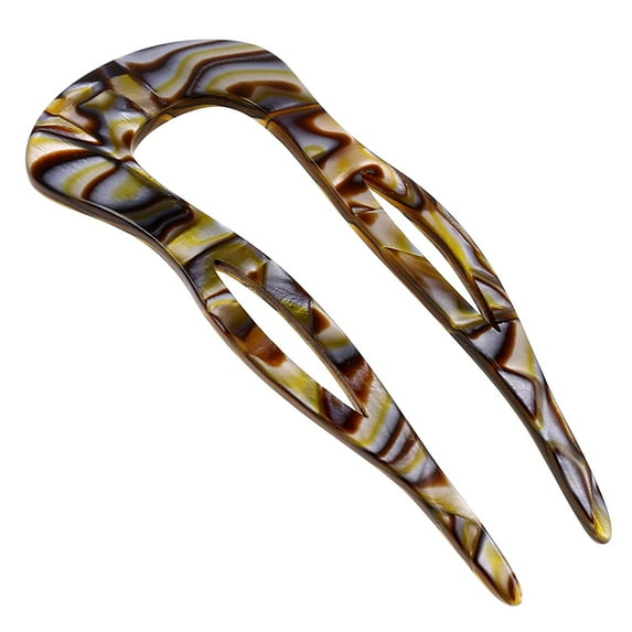 Camila Paris CP2484 French Twist Stick Clip Pins, Handmade, Onyx, Girls Hair Pin U-Shaped Hair Fork for Girls Spiral Updo Chignon Bun Holder, Fashion Styling Hair Accessories for Women, Made in France