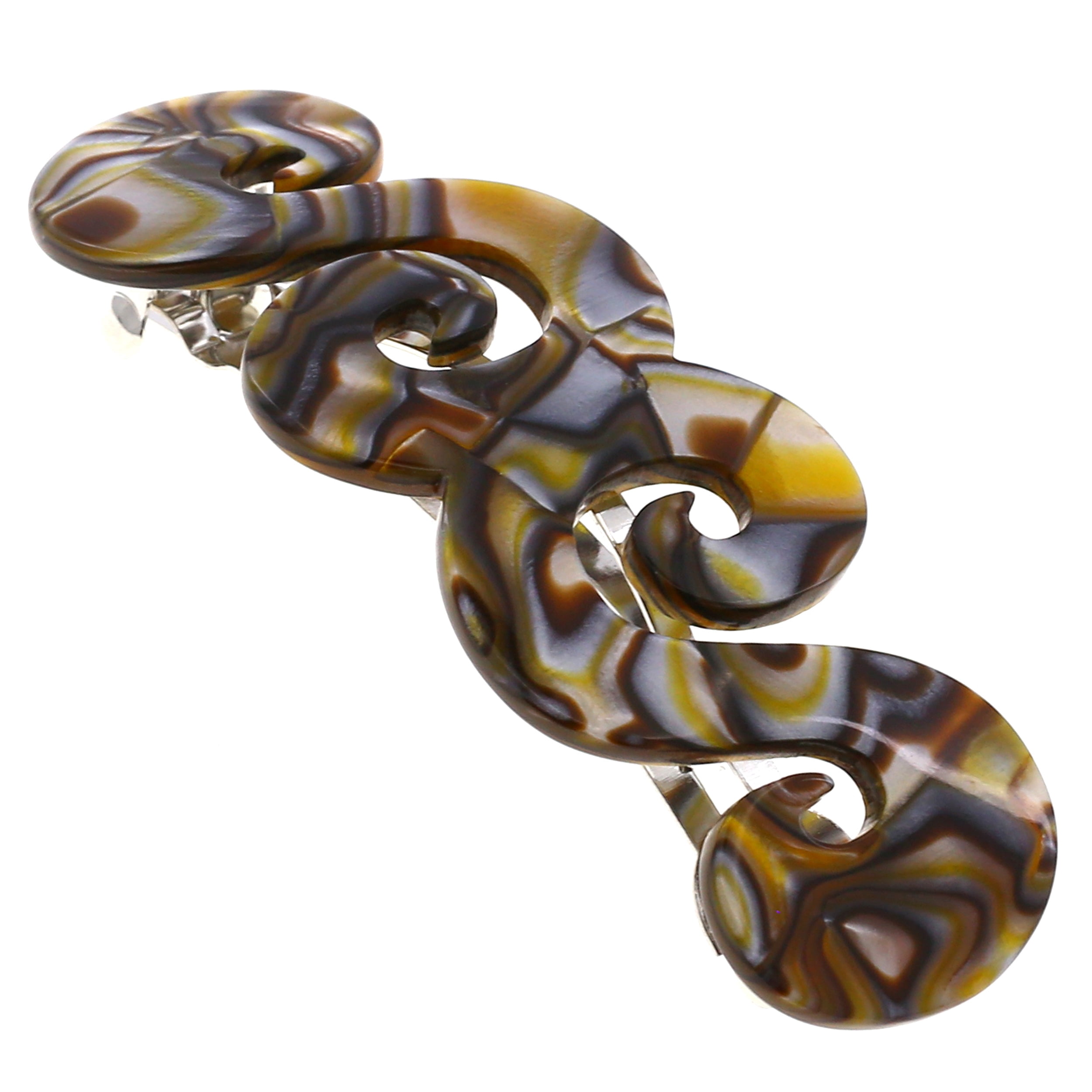 Camila Paris CP2485 French Hair Barrette Clip for Girls, Handmade, Onyx, Gold Metal Clasp Strong Hold Grip Hair Clips for Women, No Slip and Durable Styling Girls Hair Accessories, Made in France