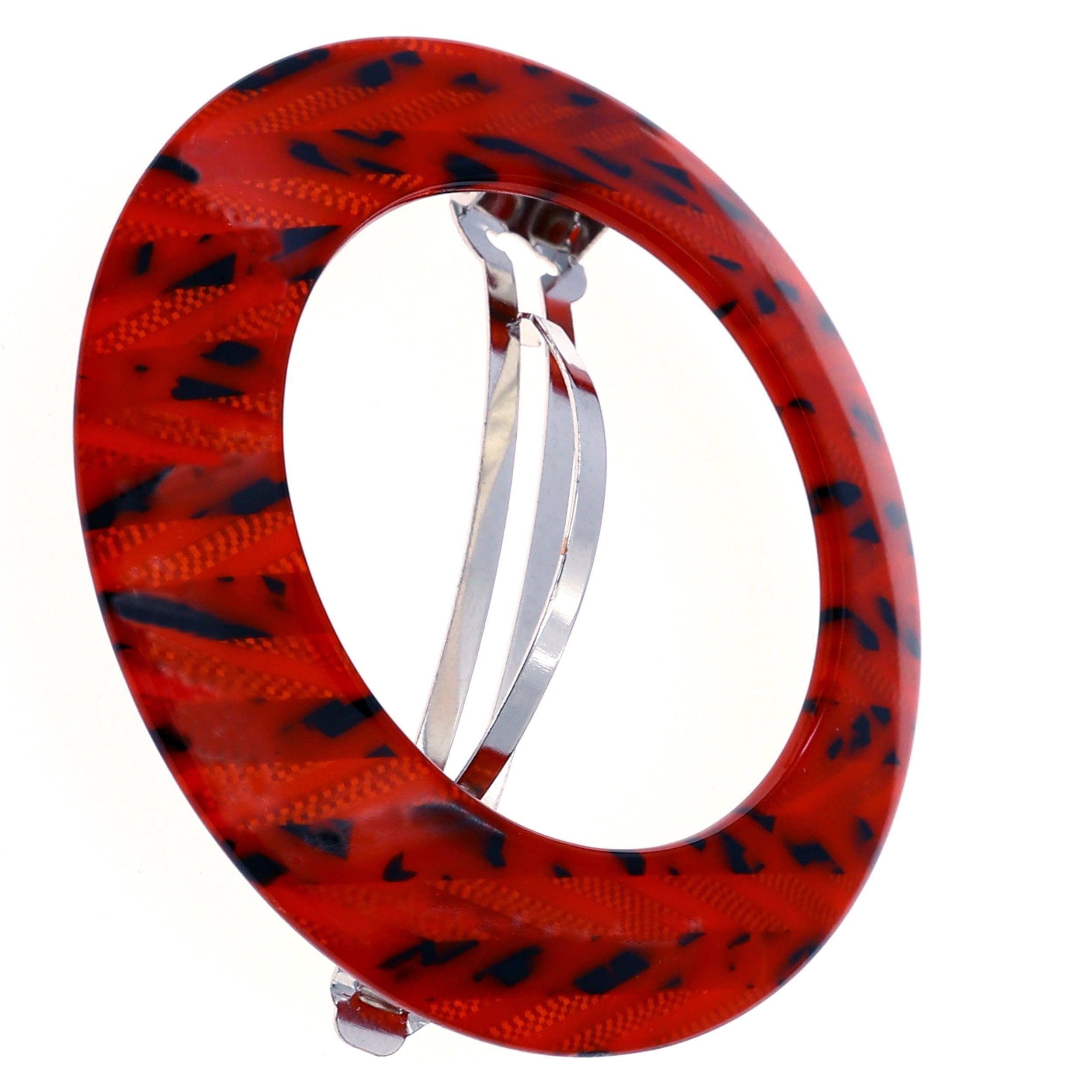 Camila Paris CP2513 French Hair Barrette Clip for Girls, Round Handmade, Victory Red, Strong Hold Grip Hair Clips for Women, No Slip and Durable Styling Girls Hair Accessories, Made in France