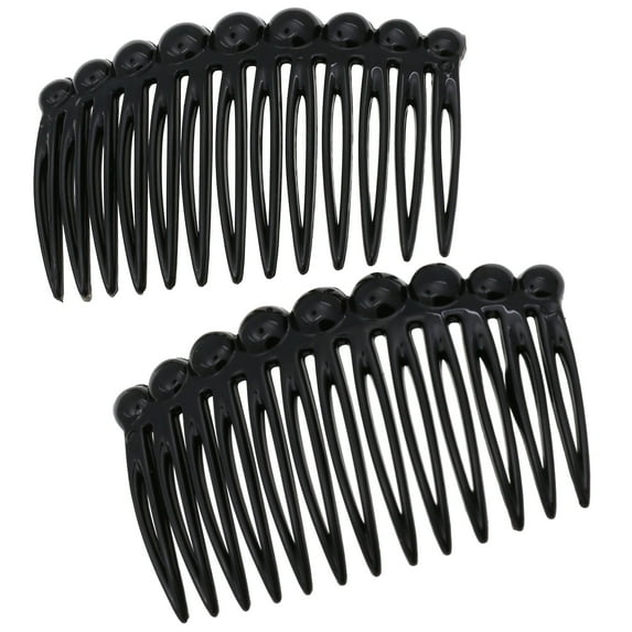 Camila Paris CP2869/2 French Hair Side Comb Small Rounded, Black French Twist Hair Combs Decorative, Strong Hold Hair Clips for Women Bun Chignon Up-Do Styling Girls Hair Accessories, Made in France